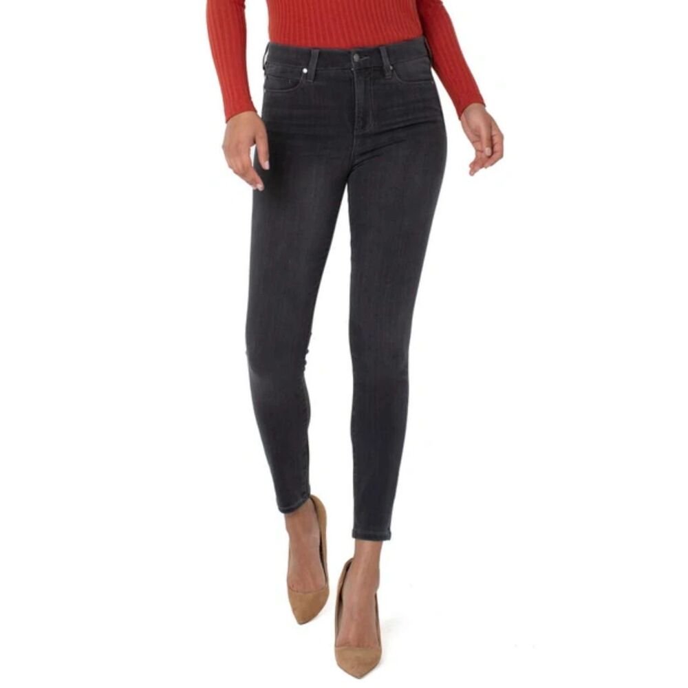 NWT LIVERPOOL Abby High Rise Ankle Jeans in Dark Gray Meteorite Size 14 / 32